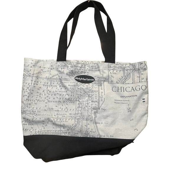 Title Unknown Handbags - Marianos Chicago Map Tote Bag Black Gray Reusable Canvas